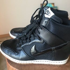 Black Nike Sky High Dunks Wedge Sneakers